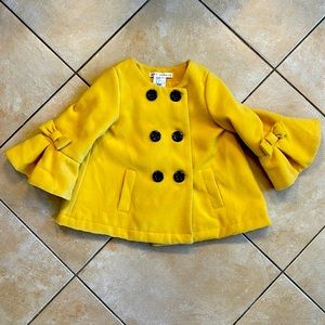 Max Studio Yellow Peacoat with adorable bell & bow sleeve design.